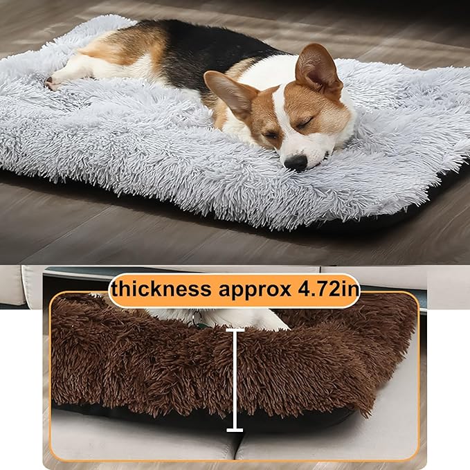Dog Crate Mat, Dog Bed for Large Dogs, Comfy Fluffy Kennel Pad Anti-Slip for Dog beds & Furniture, Quilted Dog Bed for Pets for Medium/Small Dogs Cats (Color : Gray 2, Size : 36x25)