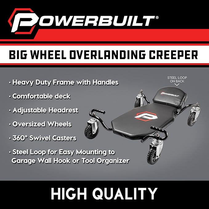 Powerbuilt Big Wheel Creeper, Overlanding, Off Road Wheels, Adjustable Head Rest - 642955ECE