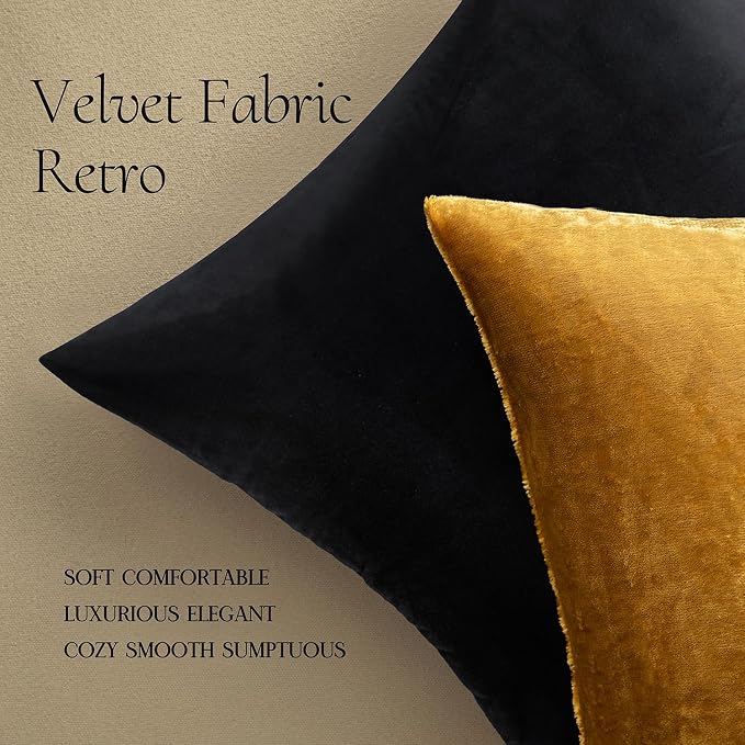 MIULEE Velvet Throw Pillow Covers 16x16 Inch Pack of 2 Dark Gold | Soft Solid Small Decorative Pillow Covers, Modern Luxury Home Decor, for Couch Chair Sofa Bedroom Livingroom Car
