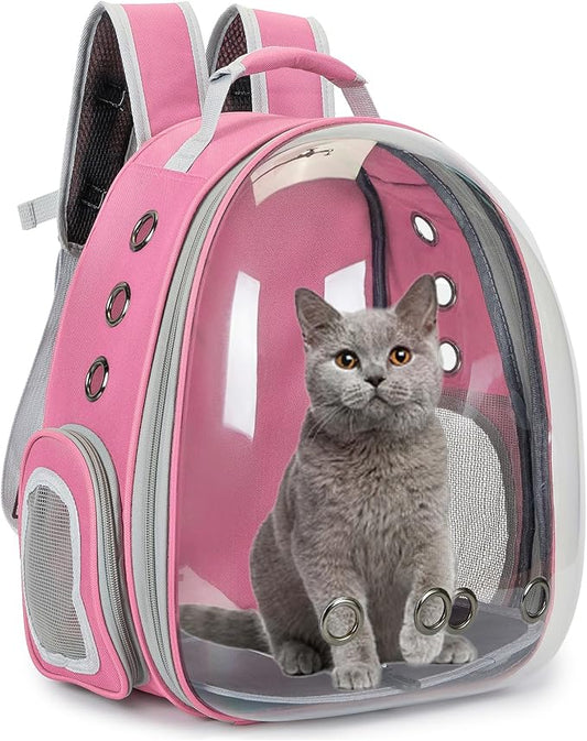Cat Bubble Backpack Carrier for Small Medium Dogs Cats Carrying Bag, Airline Approved Pet Travel Carrying Bag Dog Hiking Walking Outdoor Backpack (Pink)