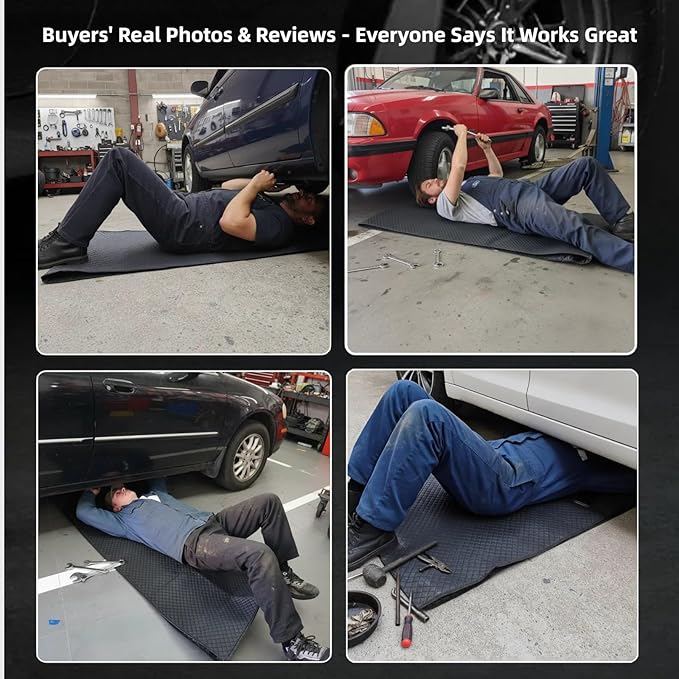 60''x28'' Rolling Creeper Mat with Storage Bag, Foldable Two-Layer Automotive Mechanic Repair Mat, Mechanic Creeper for Low Clearance, Special Roads, Long-Distance Trucks, Mechanics Pad, Black