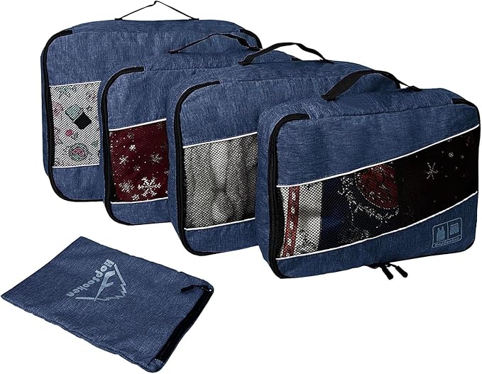 5 Set Packing Cubes for Travel Large Suitcase Luggage Organizer Bags Travel Accessories Vacation 4 Cubes 1 Laundry Pouch Bag