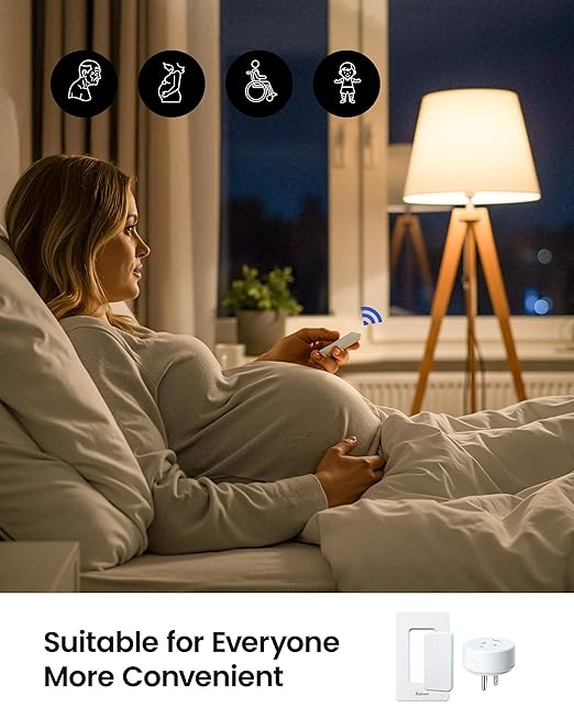 Remote Control Outlet Plug Switch, Buckle Design & Removable Wireless Light Switch, No Wiring Needed, 300 ft, 15A/1500W, Programmable, for Household Appliances(2 Pack)