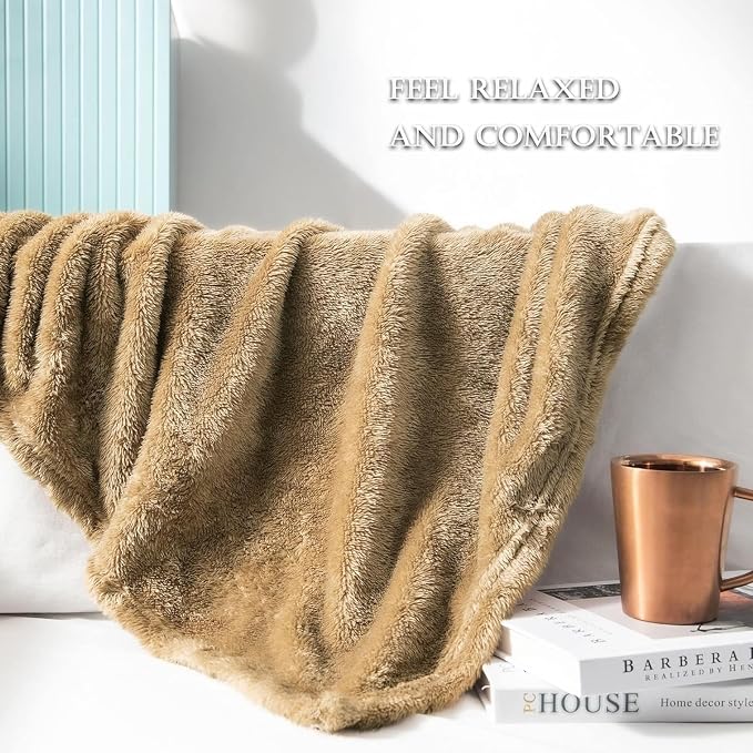 Exclusivo Mezcla Fuzzy Plush Fleece Bed Blanket Queen Size, Brown | 90x90 Inches, Super Soft and Cozy Bed Blanket, Fluffy Decorative Bedding for Livingroom, Bedroom, All Season
