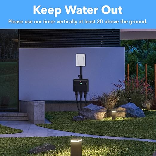 BN-LINK Outdoor Indoor Wireless Remote Control 3-Prong Outlet Weather Proof Heavy Duty 15 AMP Compact (Black) 3 Grounded Outlets with Remote 6-inch Cord 100ft Range ETL Listed