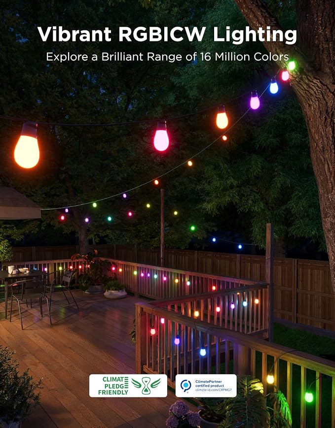 Govee S14 Bulb Outdoor String Lights 2, 144ft RGBICWW, 45 LED Bulbs, IP66 | Patio Lights with 111 Scene Modes for Patio, Backyard, Garden, Compatible with Alexa, Google, Matter, APP Control