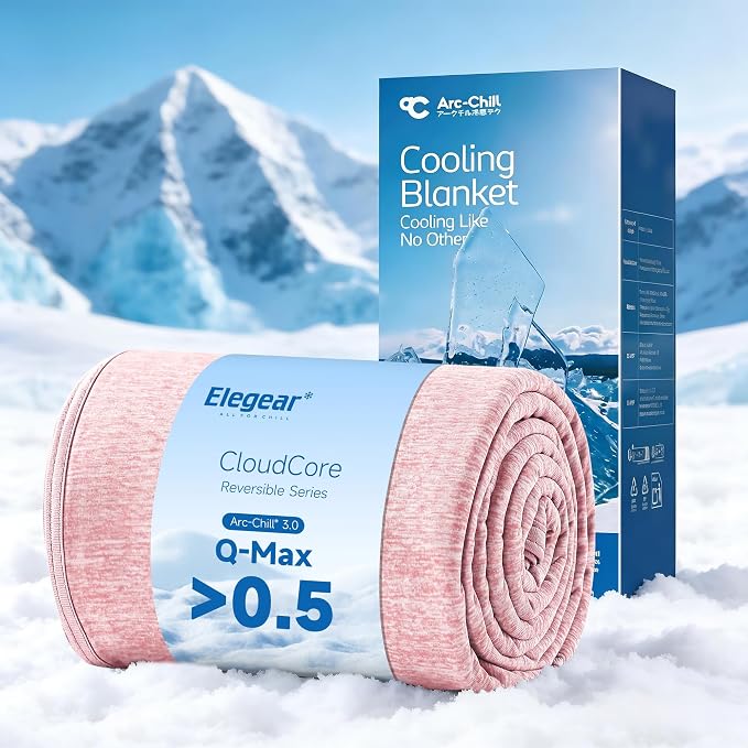 Elegear Arc-Chill 3.0 Cooling Blanket for Hot Sleepers, Twin Size, Pink | Q-Max>0.5 Cooling Fabric, Absorbs Heat to Keep Body Cool, Breathable Summer Blankets for Night Sweats & Menopause, 59"x79"