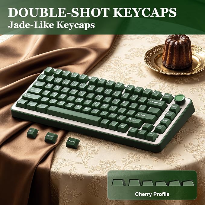 YUNZII B75 PRO 75% Wireless Mechanical Keyboard (Olive Green,CocoaV2) | Hot Swap Keyboard with Knob, Gasket Mount, Creamy Pre-lubed Switch for Smooth Typing, BT/USB-C/2.4G, for Gaming
