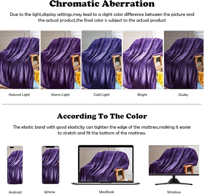 NEWCOSPLAY Fleece Leaves Pattern Queen Blanket, Dark Purple, 90"x90" | Super Soft Throw Blanket, Lightweight Cozy Bed Sofa Blanket, Premium Silky Flannel Fleece, Travel Blanket for All Season Use
