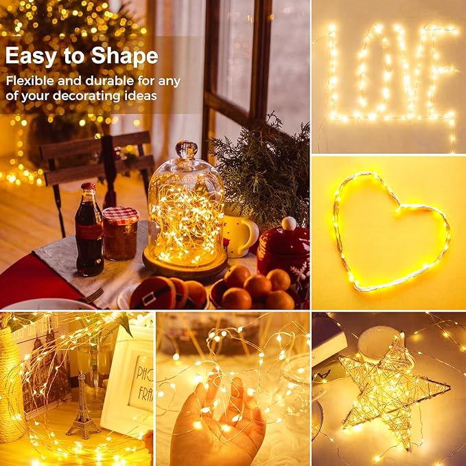 kolpop 20 Pack LED Fairy Lights Battery Operated with 3 Modes, Mini Twinkle String Lights Battery Powered Waterproof for Christmas Mason Jars Party,Warm White