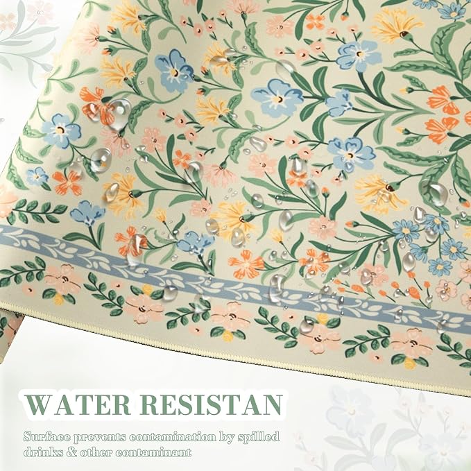 iCasso Desk Mat for Office Decor,35.4 x 15.7 in,Cute Green Floral | Desk Matt for Desktop,Desk Pad Mat for keyboard and mouse,XXL Large Mouse Pad,Anti-Slip keyboard pad with Stitched Edges