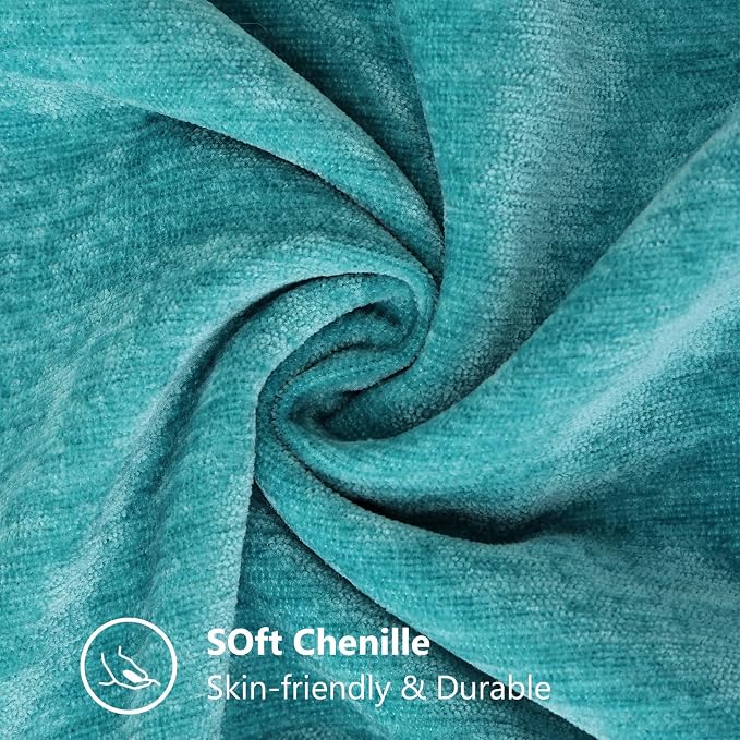 decorUhome Soft Chenille Throw Pillow Covers 24x24 Set of 2 Turquoise | Fall Textured Decorative Throw Pillow Cases Stitched Edge Modern Farmhouse Luxury Boho Velvet for Couch Sofa Bed Home Decor