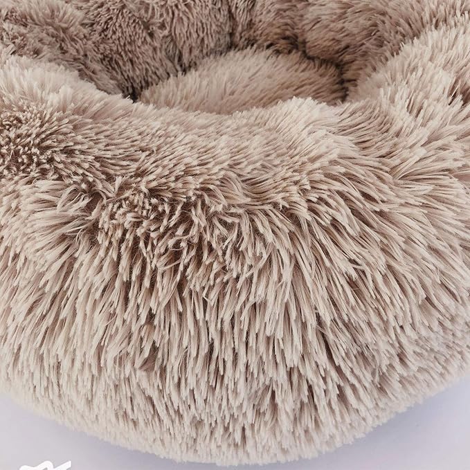 Warming Round Dog Bed for Small, Medium and Large Dogs & Cats, Short & Long Plush Pet Bed, Luxurious Faux Fur Donut Cuddler, Bolster Pet Bed & Sofa, Machine Washable 80CM 32Inch