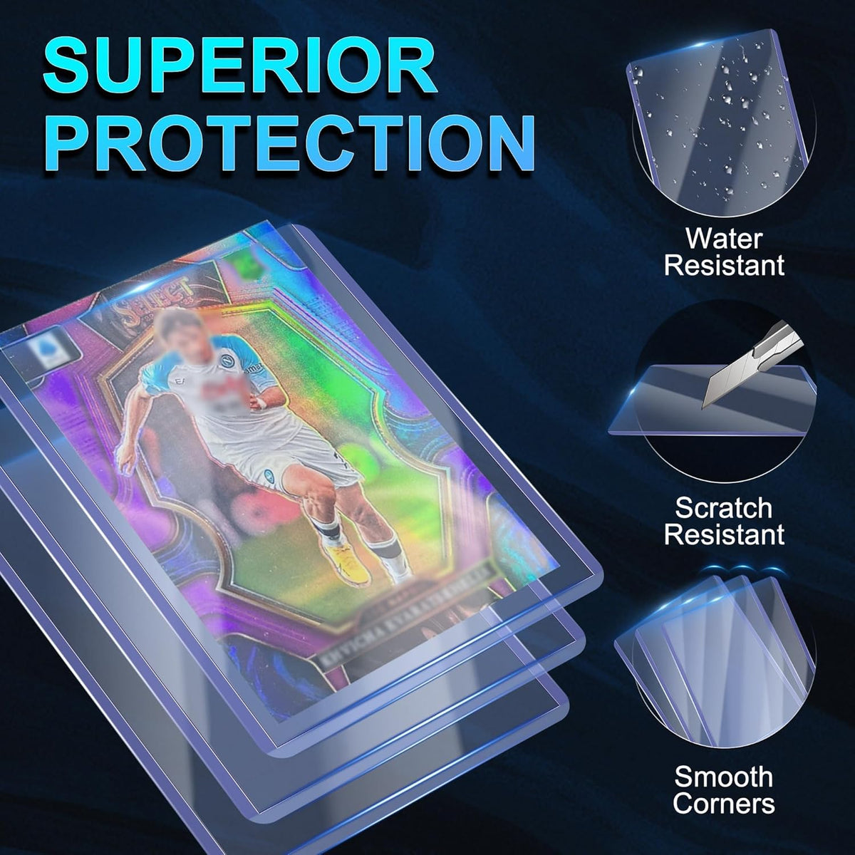 Skiennix 1000 Card Sleeves - Clear Hard Plastic Protectors for Trading Cards | 3" x 4" Size