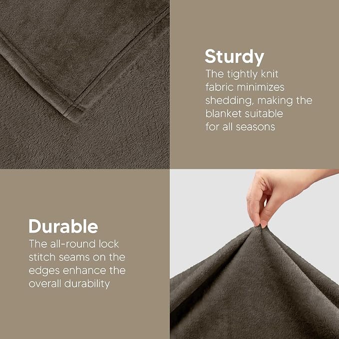 Utopia Bedding Ultra Soft Fleece Bed Blanket Queen Size Brown (90x90 Inch) | Microfiber Plush Warm Lightweight Breathable Cozy Blanket Anti-Static, All Season Use, Gift for Women and Men