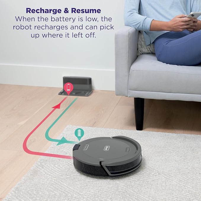 Shark Navigator Robot Vacuum, SmartPath Navigation, Steel Grey, RV2110 | SmartPath Navigation, up to 50% More Suction, Detects & Avoids Objects, Anti-Hair Wrap, Wi-Fi, Carpets & Hard Floors