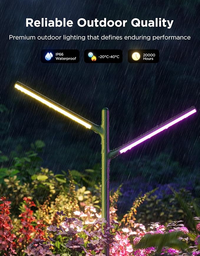 Govee Outdoor Garden Lights, 2 Pack, RGBWWIC, IP66 Waterproof | 16 Million Colors, 64 Scenes for Outdoor Decor, Patio, Landscape Lighting, Compatible with Alexa, Google Assistant, Matter