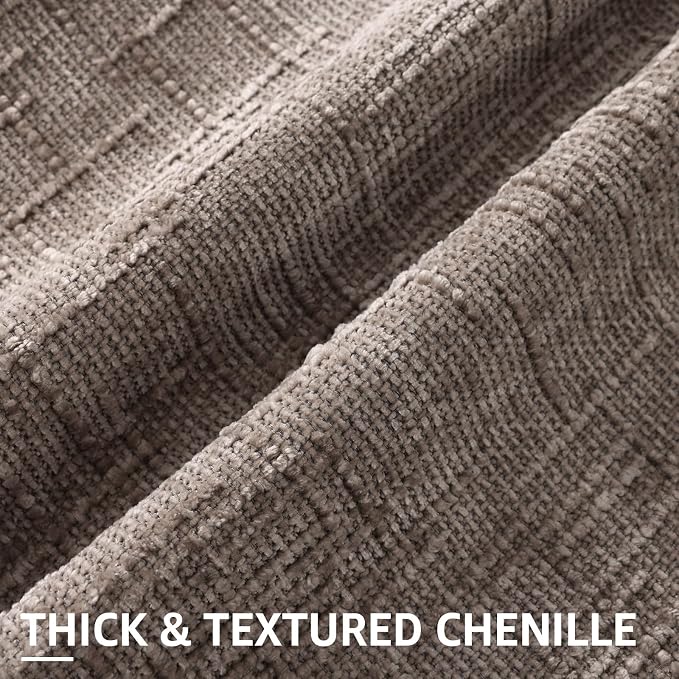 decorUhome Textured Chenille Throw Pillow Covers 26x26 Set of 2 Taupe | Fall Modern Farmhouse Soft Cozy Slubby Couch Pillow Cases Boho Decorative Pillow Cases for Bed Sofa Living Room Home Decor