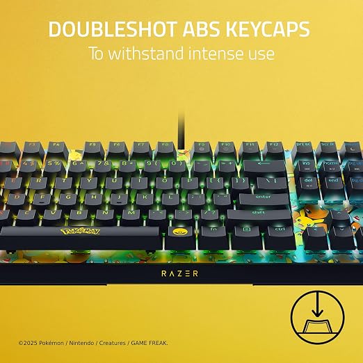 Razer BlackWidow V4 X Mechanical Gaming Keyboard, Pokémon Edition | Green Switches Tactile & Clicky, 6 Macro Keys, Chroma RGB, Doubleshot ABS Keycaps, Sound Dampening & Stabilizers
