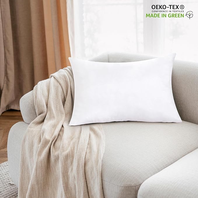 ROYALE LINENS 12 x 24 Pillow Insert - Down Alternative Throw Pillows Insert - Rectangle Pillow Pack of 2 White - Bed & Couch Pillows - Inner Cushion for Bed, Cushion for Living Room - Shams Stuffer