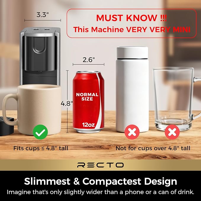 CHULUX RectoCafé Espresso Coffee Machine for Nespresso Original Pod, Gray | Extra Mini Design, 20 Bar Professional Italian Pump, Food-Grade Materials, Quiet with Low-Vibration Brewing for Home & Office