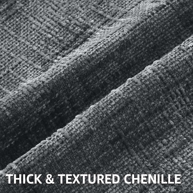 decorUhome Textured Chenille Throw Pillow Covers 16x16 Set of 2 Dark Grey | Fall Modern Farmhouse Soft Cozy Slubby Couch Pillow Cases Boho Decorative Pillow Cases for Bed Sofa Living Room Home Decor