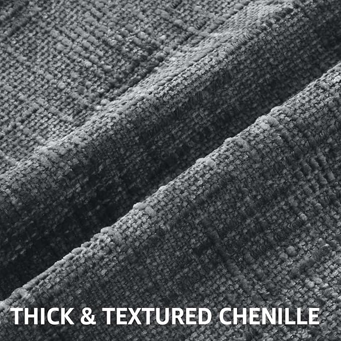decorUhome Textured Chenille Throw Pillow Covers 18x18 Set of 2 Dark Grey | Fall Modern Farmhouse Soft Cozy Slubby Couch Pillow Cases Boho Decorative Pillow Cases for Bed Sofa Living Room Home Decor
