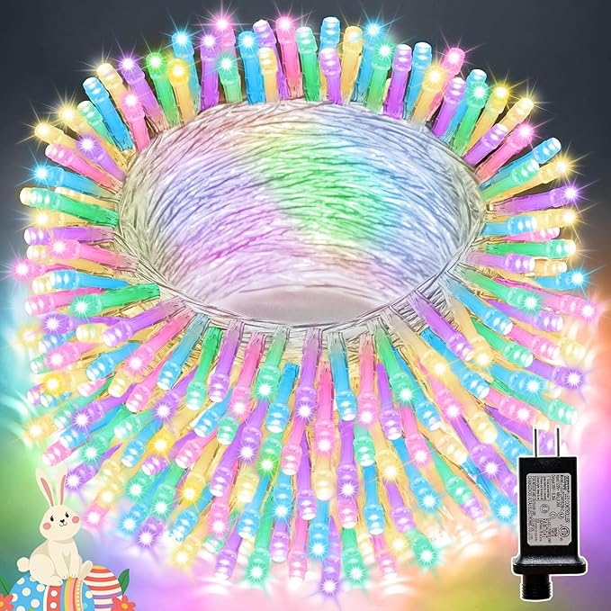 99ft Pastel Easter Lights String, Christmas Mini Light, 300 LED with 16 Light Modes, easter Fairy Lights Plug in for Outdoor Xmas Trees Garland Wreath Holiday Decorations(Green Warm Pink Blue Purple)