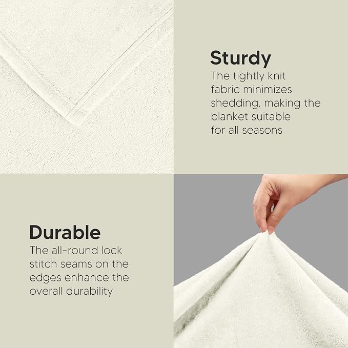 Utopia Bedding Fleece Bed Blanket California King Size Ivory (102x96 Inch) | Microfiber Plush Warm Lightweight Breathable Cozy Blanket Anti-Static, All Season Use, Gift for Women and Men