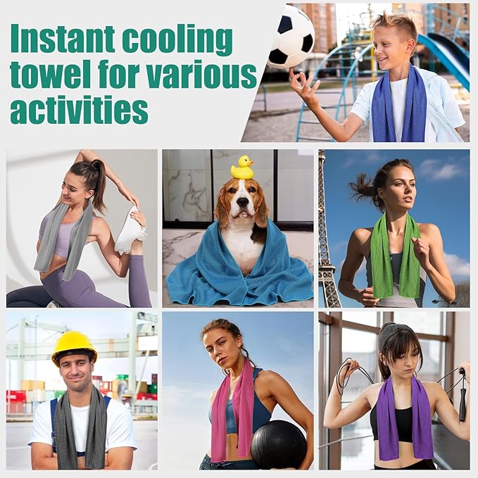Cooling Towels Pack of 30, 40"*12" Neck Cool Towel Bulk, Cold Towels for Neck and Face, Cooling Rags Sports Towel for Hot Weather, Running, Soccer, Yoga, Gym, Golf