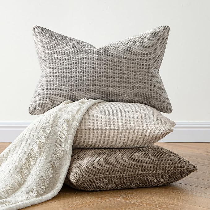 MIULEE Decorative Couch Throw Pillow Covers 20x20 Inch Light Gray 2 Pack | Modern Boho Accent, Soft Chenille Pillow Covers, Farmhouse Cushion Cases for Home Decor Bed Sofa Living Room
