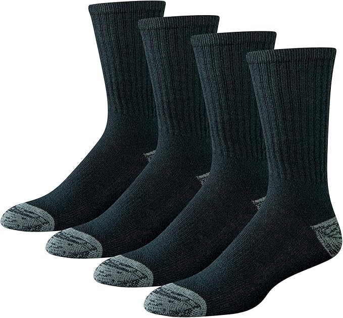 Amazon Essentials Men's Cotton Breathable Cushioned Performance Work Crew Socks, 4 Pairs