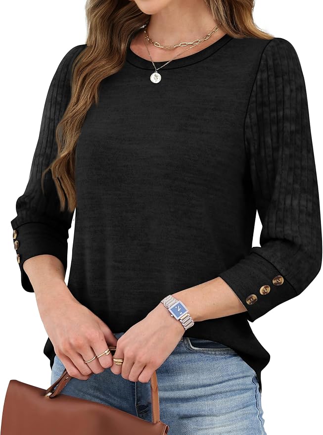 WIHOLL 3/4 Length Sleeve Womens Tops Sweaters Shirts Lightweight Spring Outfits 2026 Winter Clothing S-2XL