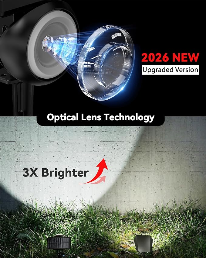 Focusing Solar Spot Lights Outdoor Waterproof, RGB+3CCT Tree Uplights 4Pack | Multicolor Focused Lens Spotlight, Dusk-to-dawn Light, Stake or Wall Mounting for Yard Landscape Garden Path Halloween Decor