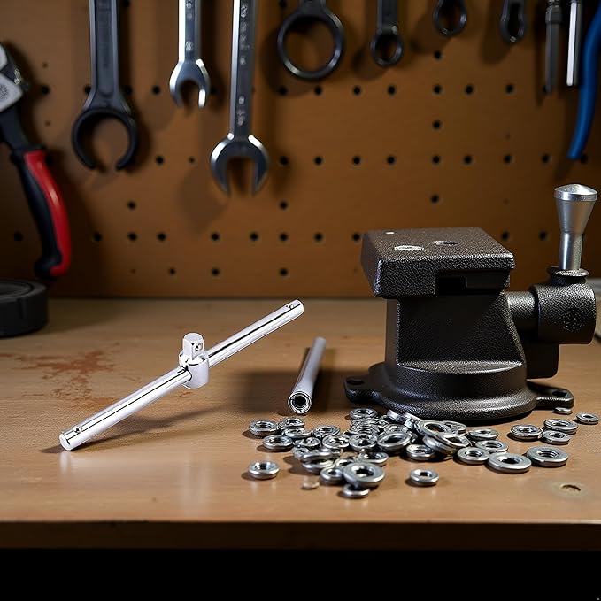 Telescoping Breaker Bar with Rotating Head,112mm Sliding Wrench Breaker Bar Slide Bar Drive Extendable Breaker Bar Adjustable Telescoping Handle with Rotating Head T Handle Socket Wrench,Hand Tools