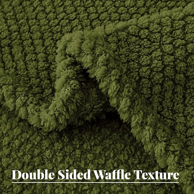 Whale Flotilla Extra Large Soft Fleece Throw Blanket for Couch | 50x70 Inch, Olive, Suitable for Sofa Chair Bed, Fluffy Fuzzy Jacquard Blankets for All Season, Lightweight and Cozy