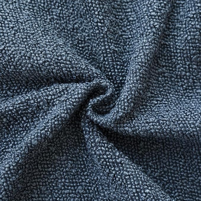 Foindtower Set of 2, Decorative Textured Boucle Throw Pillow Covers Accent Solid Pillow Cases Neutral Couch Cushion Case for Chair Sofa Bedroom Living Room Home Decor 26x26 Inch Dark Blue