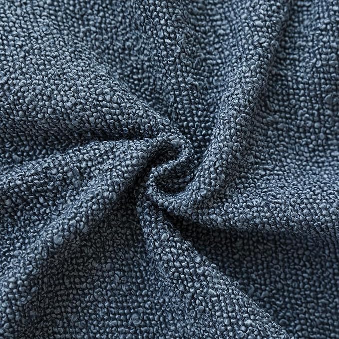 Foindtower Set of 2, Decorative Textured Boucle Throw Pillow Covers Accent Solid Pillow Cases Neutral Couch Cushion Case for Chair Sofa Bedroom Living Room Home Decor 24x24 Inch Dark Blue