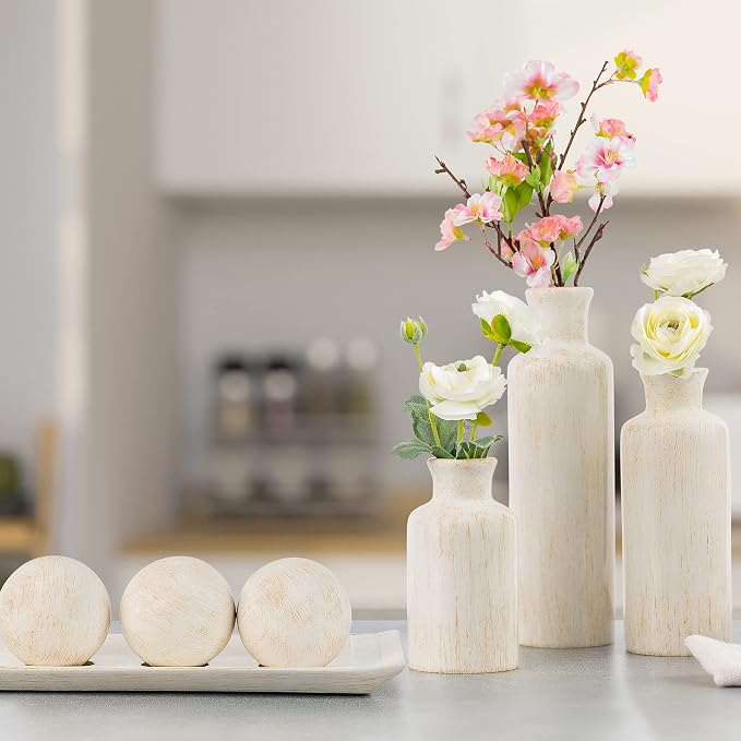 Creative Scents Rustic Luxe Vase Set - Vases for Decor, Perfect for Holding Pampas Grass, Dried/Fresh Flowers, Vases for Your Kitchen, Bedroom, Office, Living Room, Bathroom, or Shelf Decor