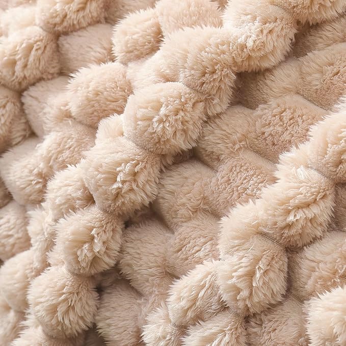Whale Flotilla Soft Fleece Twin Size Bed Blanket Luxury 3D Jacquard, Camel | Lightweight Coverlet Bedspread, Super Cozy Plush Fluffy Fuzzy All‑Season Decorative Blanket for Bed, Dorm Essentials, 60"x80"
