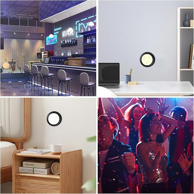 Puck Lights, 13 Colors Changeable LED Puck lightings Battery Powered Dimmable Under Cabinet Lights, Battery Powered Under Counter Lights with Wireless Remote Controls for Kitchen