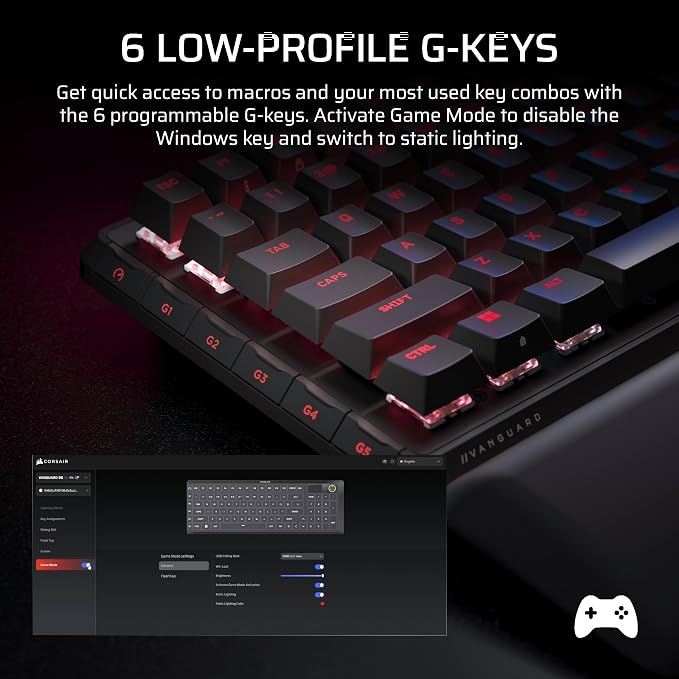 Corsair Vanguard 96 Wired Mechanical Gaming Keyboard – 96% Layout, MLX Fusion Tactile Switches, 8000Hz Polling, LCD Display, Virtual Stream Deck, G-Keys, SOCD Flashtap, QWERTY US – Black
