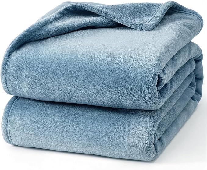 Hansleep King Washed Blue Fleece Blanket, Soft Flannel Bed Blanket | Fuzzy Cozy Blanket 90x108 Inches, Multi-use for Bed, Sofa, Couch, Travel, Camping, All Season Warm Lightweight Cover