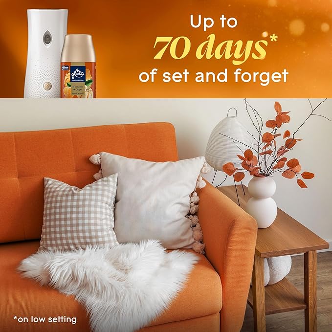 Glade Automatic Spray Refill, Pumpkin & Ginger, Scented Air Freshener for Home and Bathroom, 6.2 Oz