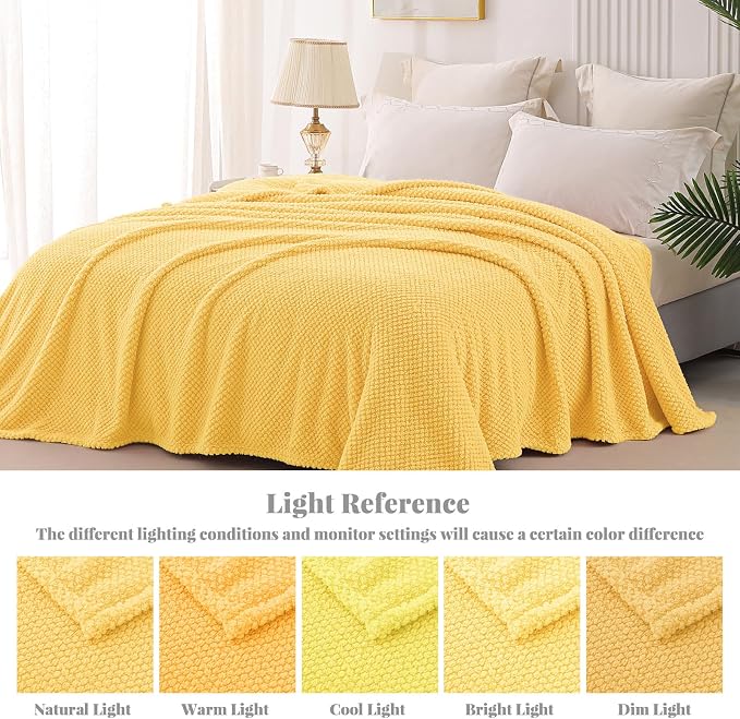 Whale Flotilla Extra Large Soft Fleece Throw Blanket for Couch | 50x70 Inch, Yellow, Suitable for Sofa Chair Bed, Fluffy Fuzzy Jacquard Blankets for All Season, Lightweight and Cozy