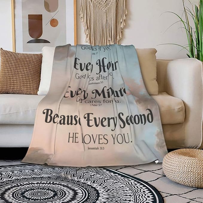 QETXVI Bible Verse Blanket with Inspirational Thoughts and Prayers- Religious Throw Blanket Soft Lightweight Cozy Plush Warm Blankets for Women Men Gift 40"X 50"