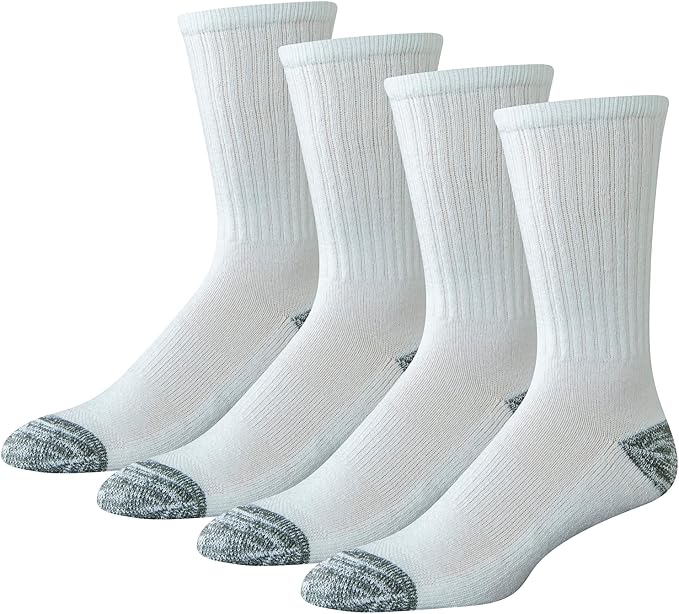 Amazon Essentials Men's Cotton Breathable Cushioned Performance Work Crew Socks, 4 Pairs