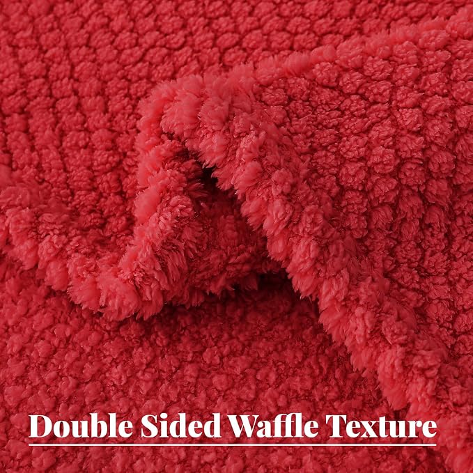 Whale Flotilla Soft Fleece Twin Size Bed Blanket, Red | 60x80 Inch, Suitable for Bed, Fluffy Fuzzy Jacquard Blankets for All Season, Lightweight and Cozy