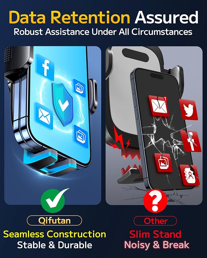 Qifutan Phone Holders for Your Car Cell Phone Mount for Car Mount Windshield Dashboard Air Vent Universal Hands Free Automobile Cell Phone Holder Fit for iPhone Smartphone Camera Mounts