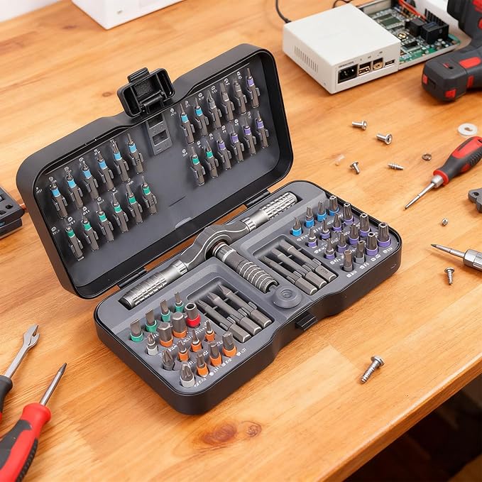 66-in-1 Ratchet Screwdriver Set, Professional Magnetic Screwdriver Kit with S2 Steel Bits & Flexible Shaft, High Torque 40N쨌m Tool for Furniture Assembly, Electronics Repair, and Bicycle Maintenance